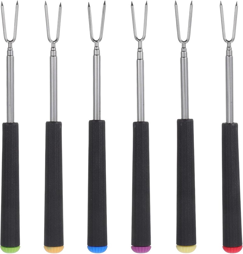 6 Pcs Stainless Steel Fondue Forks Set Retractable Dipping Sticks for Cheese Meat Chocolate Dessert Cooking and Bbq Home Kitchen Use - Image 1