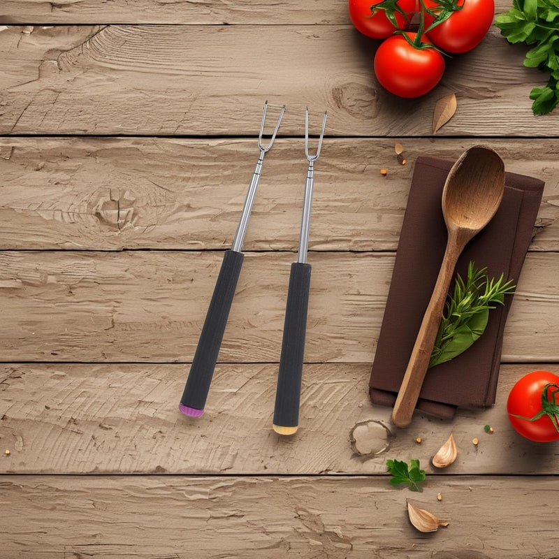 6 Pcs Stainless Steel Fondue Forks Set Retractable Dipping Sticks for Cheese Meat Chocolate Dessert Cooking and Bbq Home Kitchen Use - Image 5