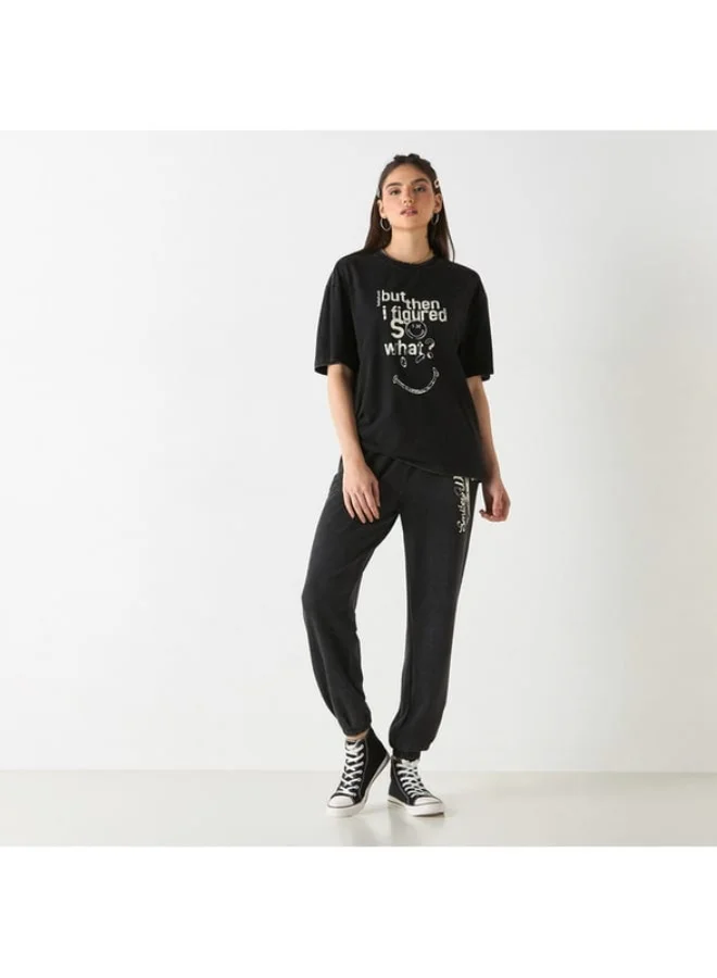 SP Characters SmileyWorld Print T-shirt with Short Sleeves and Crew Neck