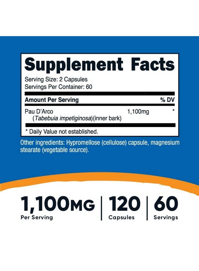 Nutricost Pau D'Arco Inner Bark 1100Mg 120 Vegetarian Capsules (60 Serv) Nongmo & Gluten Free - Image 3
