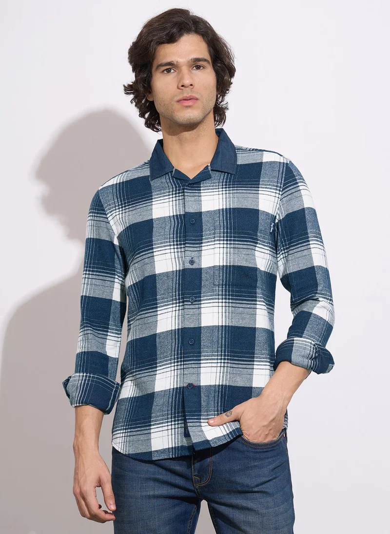 Being Human Regular Fit Checked Cotton Camp Collar Casual Shirt