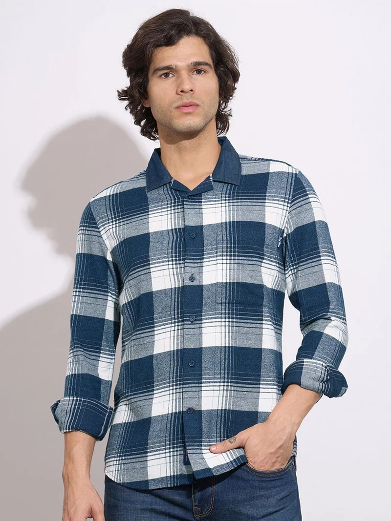 Being Human Regular Fit Checked Cotton Camp Collar Casual Shirt