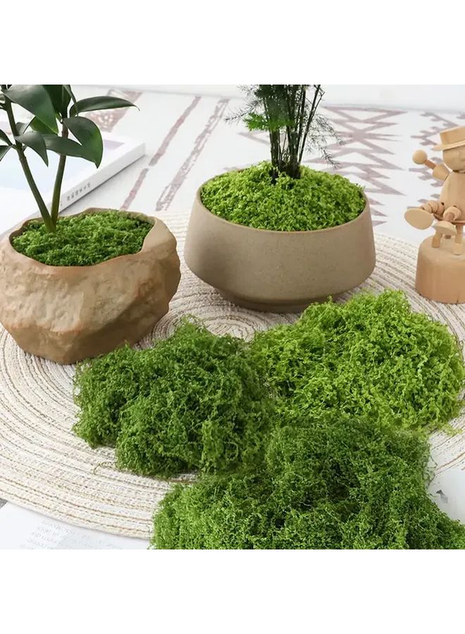 قطعتان من نباتات الطحالب الصناعية الخضراء الداكنة في أصص لتزيين المنزل - Image 1