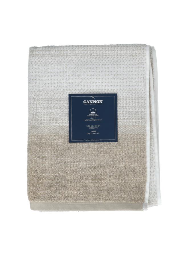 Cannon High Quality Cotton Yarn Dyed Towel Beige And White 50 X 100Cm F-T-Nr-L50-V17-Bge - Image 1