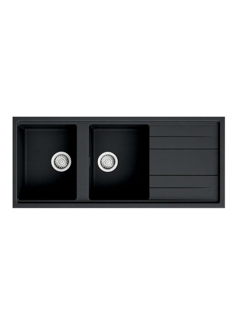 CM OREGON 11651 DBSD Granite Kitchen Sink – Black Obsidian Single Bowl Top Mount Sink with Durable Granite Composite Design - Image 1