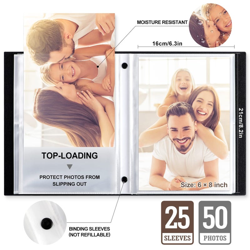 Lanpn Lanpn Photo Album 6x8  Linen Hard Cover Acid Free Slip Slide in Photo Albums Sleeves Holds 50 Top Load Vertical Only 6x8 Pictures (Blue)  - Image 4
