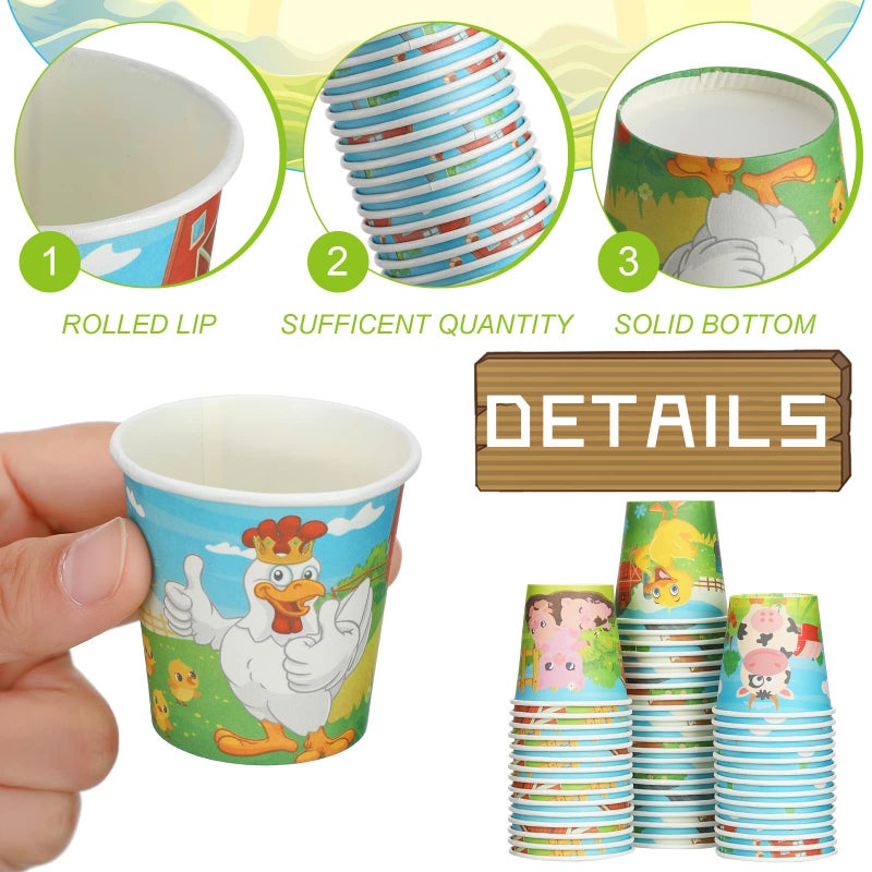 Skyley 600 Pack 3 oz Bathroom Paper Cups for Kids Disposable Mini Animal Mouthwash Cup Small Cold Beverage Drinking Container for Home Office Birthday Party Water Coolers(Farmhouse Style) - Image 5