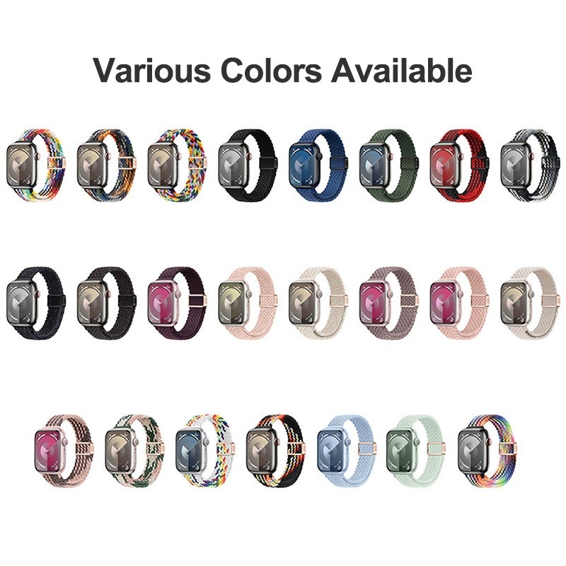 إيروريكس لساعة Apple Watch Series 4 مقاس 44 مم، سوار نحيف من النايلون المضفر بإبزيم مغناطيسي (لون الكرز القرمزي) - Image 3