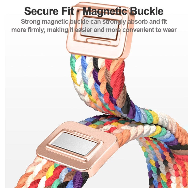 إيروريكس لساعة Apple Watch Series 4 مقاس 44 مم، سوار نحيف من النايلون المضفر بإبزيم مغناطيسي (لون الكرز القرمزي) - Image 5