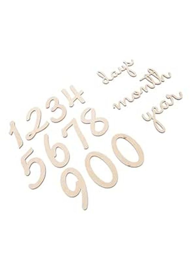 Wooden Month Chips For Baby Photos 14 Pieces Set Newborn Milestone Decor - Image 1