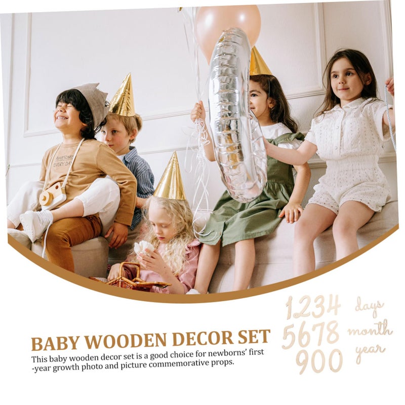 Wooden Month Chips For Baby Photos 14 Pieces Set Newborn Milestone Decor - Image 3