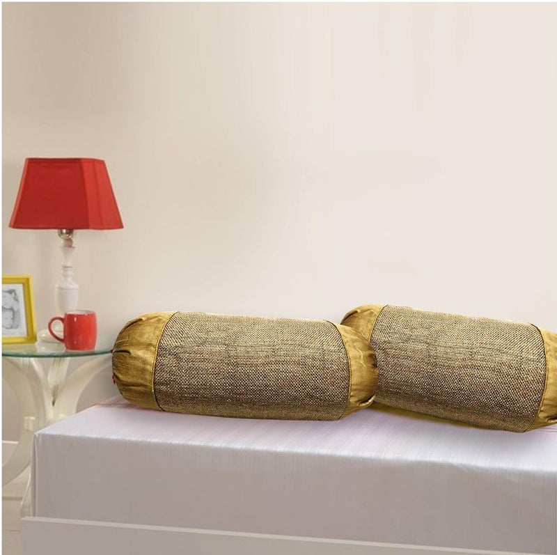 IM FAB Jute Fabric 275 TC Plain Golden Jute Bloster Cover (16 x 32 Inchs), 2 Pieces - Image 5