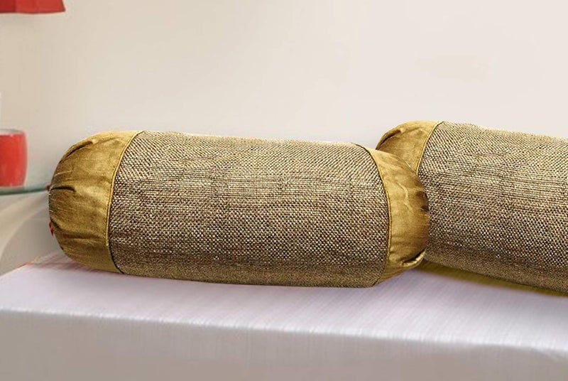 IM FAB Jute Fabric 275 TC Plain Golden Jute Bloster Cover (16 x 32 Inchs), 2 Pieces - Image 2