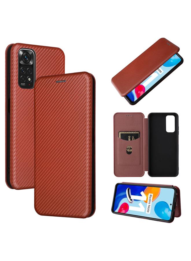 The Bros Case For Xiaomi Redmi Note 11 4G / Note 11S 4G Carbon Fiber Texture Leather Phone Case