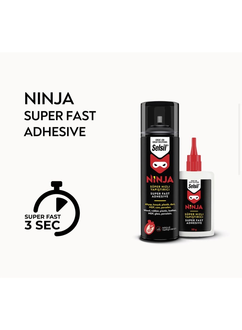 Selsil Ninja Super Fast Adhesive - Wood, Rubber, Plastic, Leather Glue with Activator Spray 400 ml - Image 4