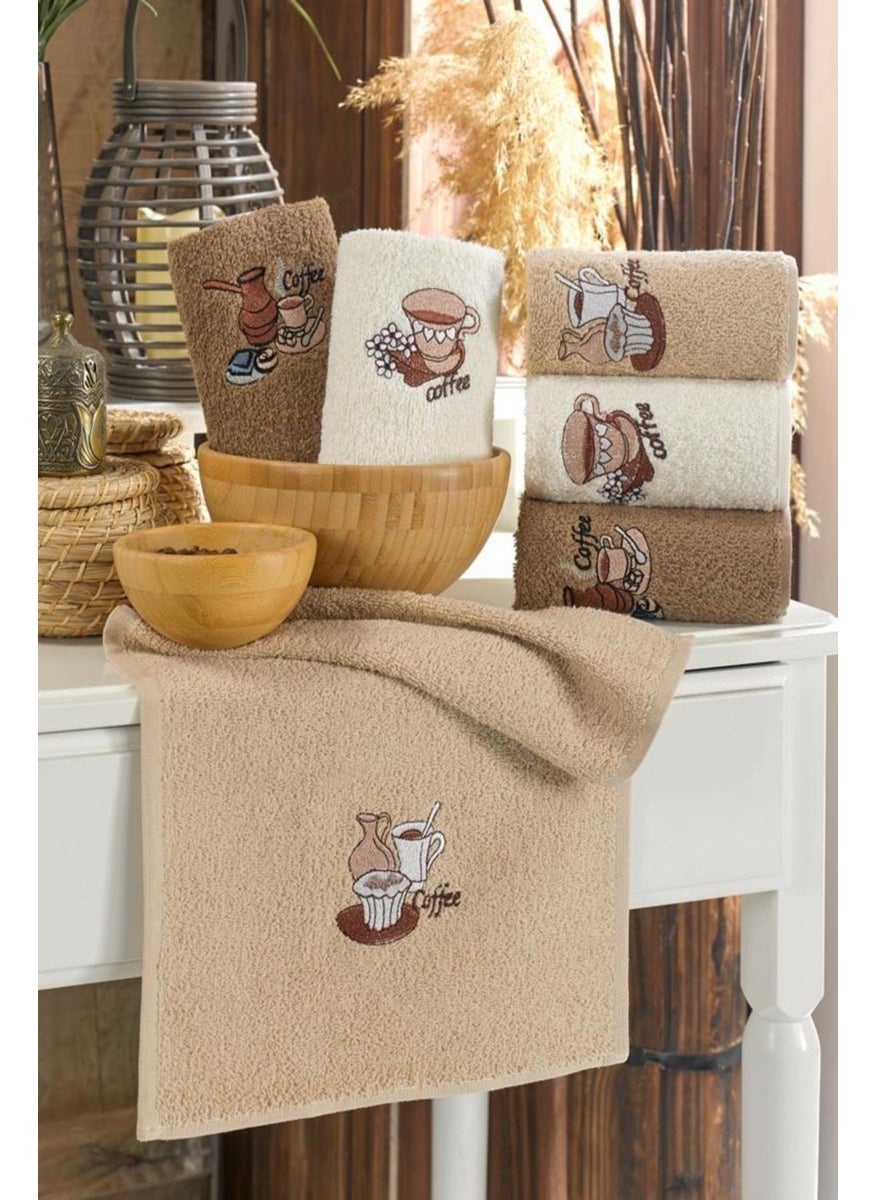 Embroidered Coffee Patterned 100% Cotton 6-Piece Kitchen Hand Towel Drying Towel 30X50 - pzsku/Z4E8E34A56BF15B8179AFZ/45/_/1740631343/52d5e9ca-bf7d-434c-9419-2bac9fb8069c