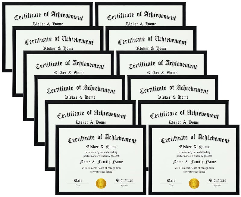 ELSKER&HOME ELSKERHOME 85 x 11 Frame Black 12 Pack Certificate Award Document Diploma Frame Multi Pack 85x11 Picture Frame for Wall  Tabletop Mounting in Horizontal or Vertical Format