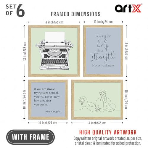 ArtX Paper Writer Motivational Quotes For Decoration, Inspirational Team Building Quotes For Home, Office Decoration Items and Study Room Decor, Multicolor Framed Posters, Multi Size, Set of 6 - Image 3