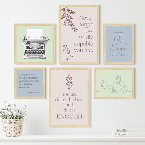 ArtX Paper Writer Motivational Quotes For Decoration, Inspirational Team Building Quotes For Home, Office Decoration Items and Study Room Decor, Multicolor Framed Posters, Multi Size, Set of 6 - Image 1