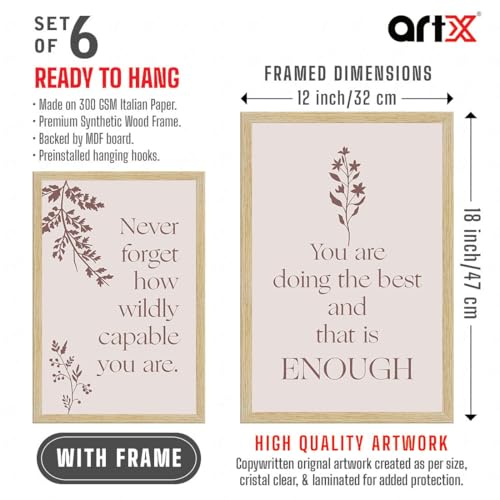 ArtX Paper Writer Motivational Quotes For Decoration, Inspirational Team Building Quotes For Home, Office Decoration Items and Study Room Decor, Multicolor Framed Posters, Multi Size, Set of 6 - Image 4