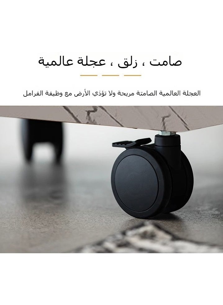 شو وو - طاولة قهوة جانبية للأريكة قابلة للضبط على الطراز الرخامي، طاولة جانبية ضيقة على شكل حرف C مع إطار معدني وعجلات، طاولة أريكة للوجبات الخفيفة لغرفة المعيشة وغرفة النوم بجانب السرير - Image 1