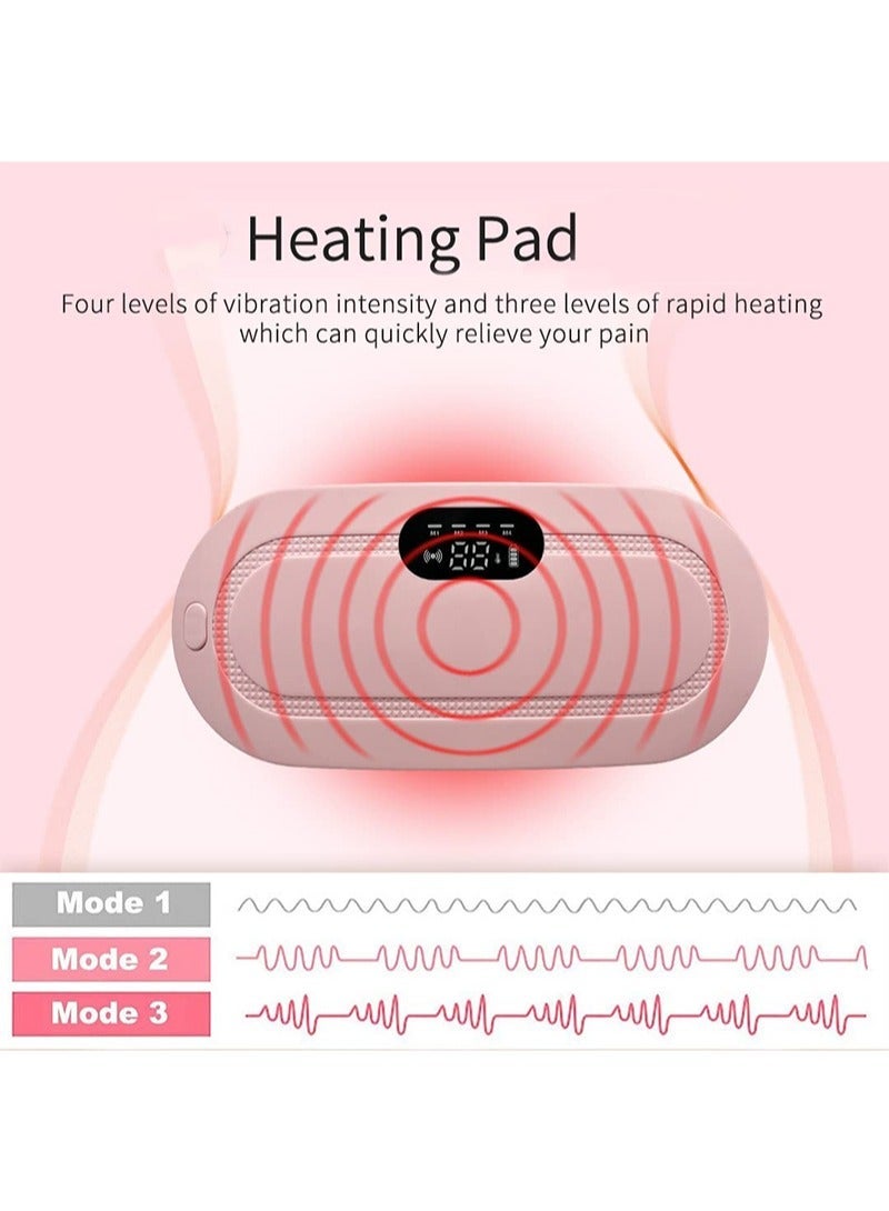 HaLunhi Portable Cordless Heating Pad for Menstrual Cramps Relief, Heating Pad for Stomach,Menstrual Heating Pad with 3 Heat Levels and 4 Vibration Massage Modes Portable Electric Fast Heating Belly Wrap Belt - Image 3