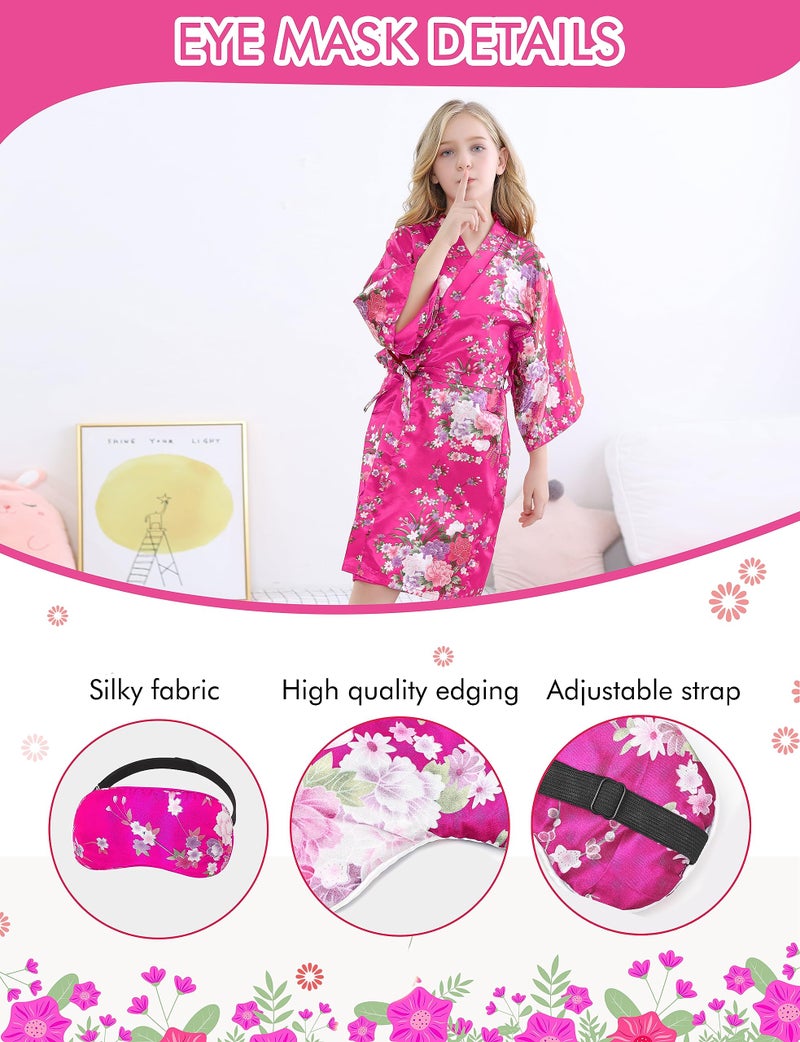 SEALINF Kids Girl's Floral Robe for Birthday Spa Parties Wedding Getting Ready Sleeping Gown (Rose, Tag 6) - Image 5