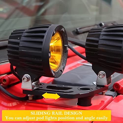 KMFCDAE Cowl Mount Dual Light Bracket for Jeep JL Pillar Cube Light Pods Mounting Bracket for Jeep JL Wrangler/Gladiator JT 2018 2019 2020 2021 2022 2023 - Pair - Image 2