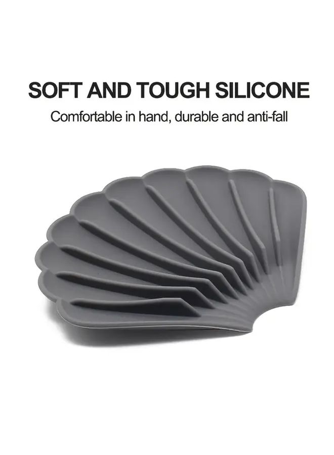 Gray Silicone Soap Dish Leaf Shaped Drainage Tray For Bathroom Kitchen Organizer - Image 4