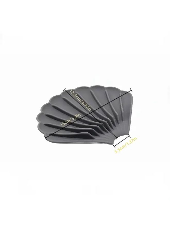 Gray Silicone Soap Dish Leaf Shaped Drainage Tray For Bathroom Kitchen Organizer - Image 3