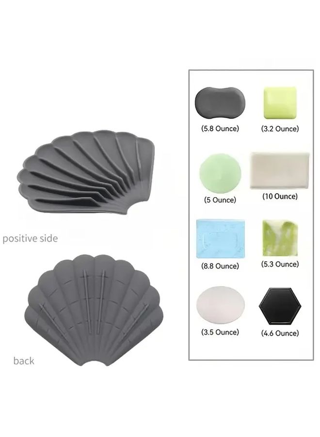 Gray Silicone Soap Dish Leaf Shaped Drainage Tray For Bathroom Kitchen Organizer - Image 5
