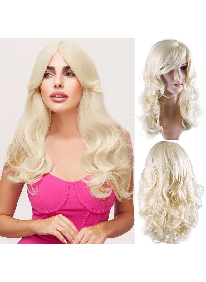 BERON 24" Stylish Long Curly Blonde Hair Wig BERON Blonde wig Long Blonde Wig Perfect for Party,Halloween and Christmas(Blonde)  - Image 3