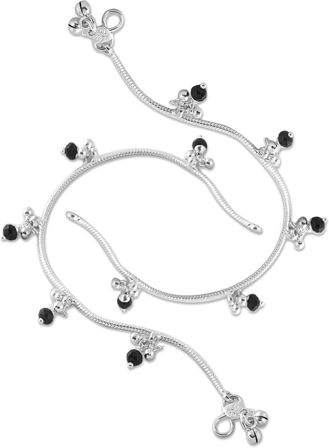 Lila Jewellery for All Occassions Traditional White Metal Anklet Payal Pair for Women Girls (1 Pair) - Image 2