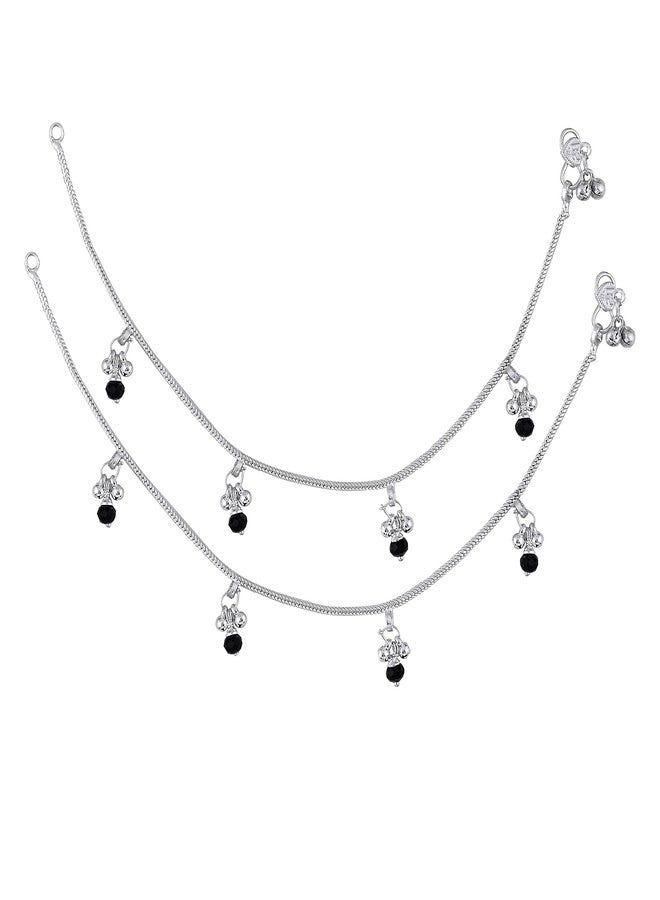 Lila Jewellery for All Occassions Traditional White Metal Anklet Payal Pair for Women Girls (1 Pair) - Image 4