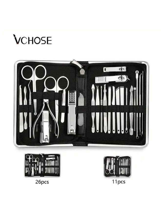 11pcs Black Manicure Set Stainless Steel Nail Clippers Cutter Scissor Cuticle Nipper Tools - Image 2