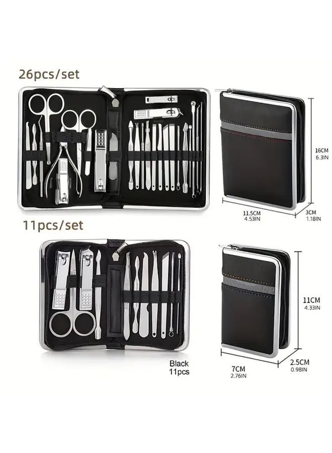 11pcs Black Manicure Set Stainless Steel Nail Clippers Cutter Scissor Cuticle Nipper Tools - Image 5
