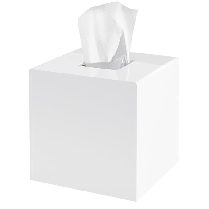 ACRYLIC TISSUE BOX COVER WHITE SQUARE TISSUE BOX HOLDER FACIAL NAPKIN DISPENSER FOR BATHROOM KITCHEN BEDROOM OFFICE HOTEL USE