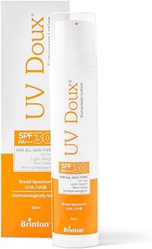 Brinton Brinton UV Doux Sunscreen Lotion SPF 30 Lightweight OilFree WaterResistant NonGreasy NonComedogenic For All Skin Types 50ml - Image 1