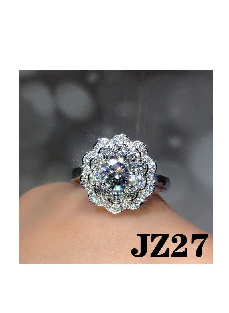 Eight Hearts and Eight Arrows Imitation Mosang Diamond Ring