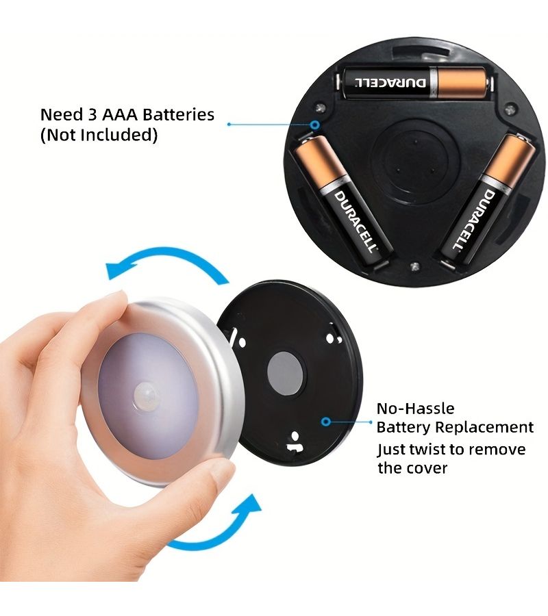 12pcs Motion Sensor Puck Lights Battery Operated LED Night Light for Stairs Closet Kitchen Cabinet Under Cabinet Lighting White - Image 5