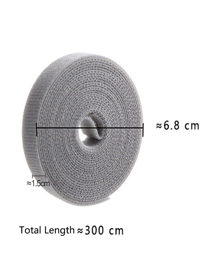 إسكدنيا منظم سلك ربطات الكابلات من قطعتين ، خطاف قابل للتعديل من النايلون وإدارة لف السلك الحلقي ، ربطة كبل مرنة لإمداد طاقة تلفزيون الكمبيوتر والكابلات الأخرى (1.5 سم * 3 م رمادي) - Image 2