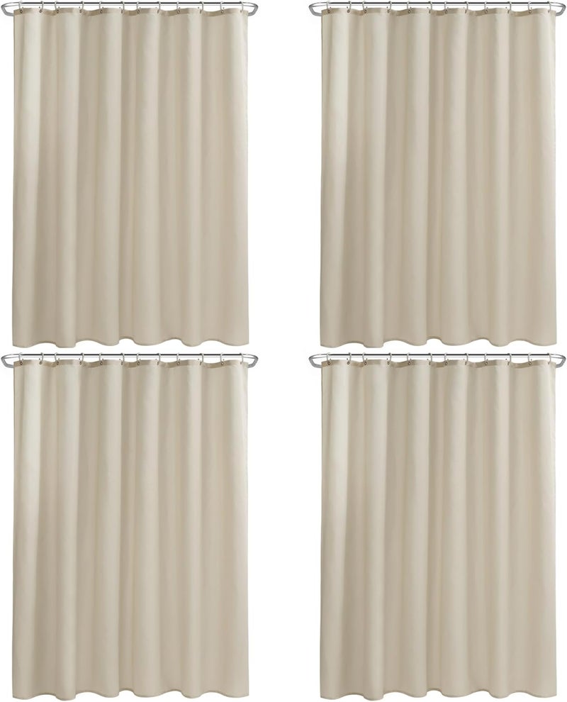 Nasitos Fabric Shower Curtain Liners 4 Pack - W72 x H72 - Washable & Water Resistant Cloth Shower Liner for Bathroom, Soft Hotel Quality, Standard Size (Beige, Include 8 Separate Magnets) - Image 1