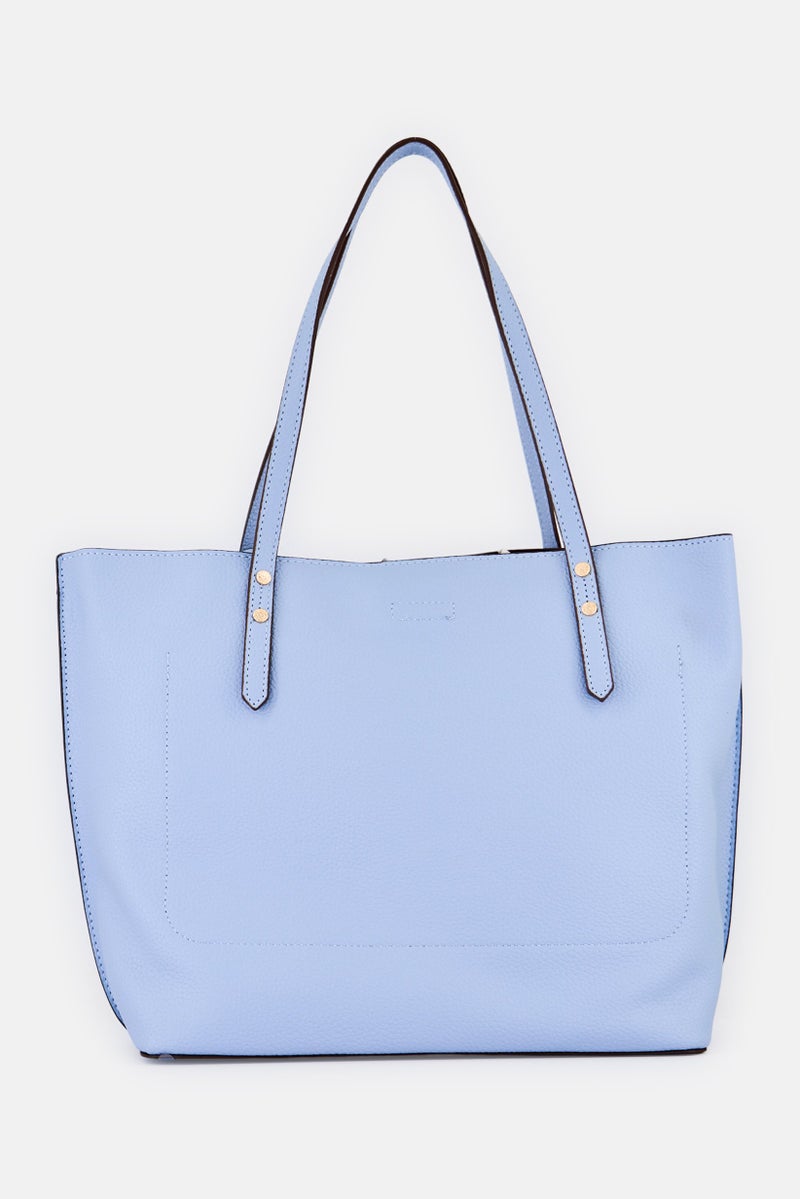 ANNE KLEIN Women Brand Logo Holly Tote Bag With Purse And Card Holder, Light Blue - Image 3