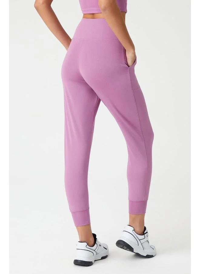 Los Ojos Women's Lavender High-Waist Jogger Sweatpants