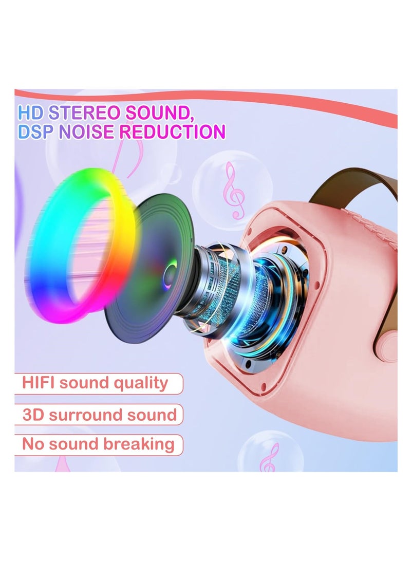 جهاز بلوتوث محمول، كاريوكي ميني للأطفال والبالغين مع ميكروفونين لاسلكيين، هدايا مثالية للبنات من عمر 4-12 سنة فما فوق، رائع لحفلات العائلة في المنزل - Image 3