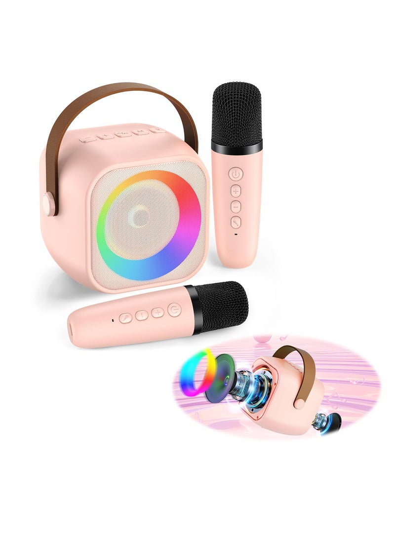 جهاز بلوتوث محمول، كاريوكي ميني للأطفال والبالغين مع ميكروفونين لاسلكيين، هدايا مثالية للبنات من عمر 4-12 سنة فما فوق، رائع لحفلات العائلة في المنزل - Image 1
