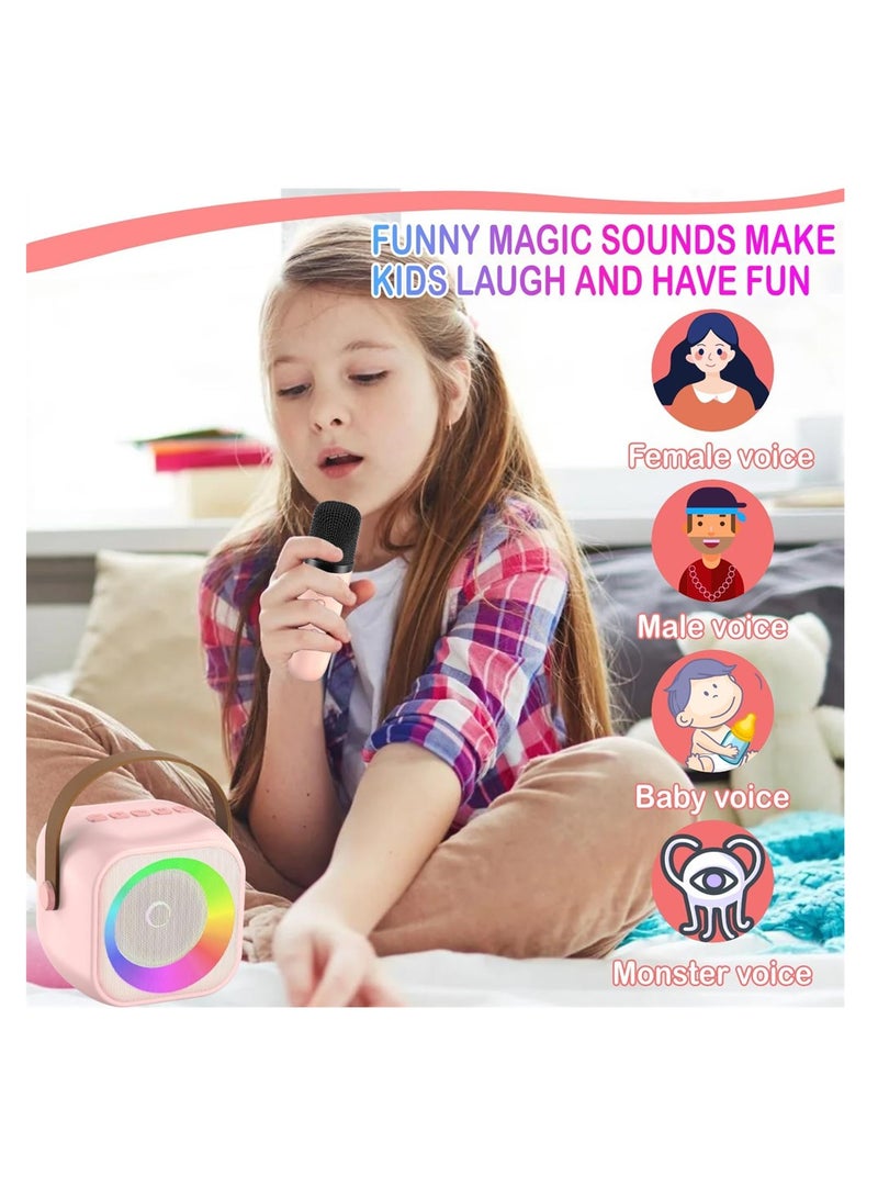 جهاز بلوتوث محمول، كاريوكي ميني للأطفال والبالغين مع ميكروفونين لاسلكيين، هدايا مثالية للبنات من عمر 4-12 سنة فما فوق، رائع لحفلات العائلة في المنزل - Image 5