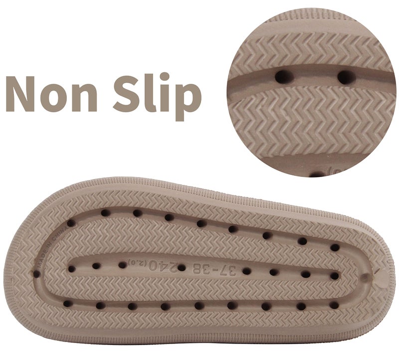 BenSorts Men Women Cushion Foam Sandal 2 Buckle Adjustable pillow Slippers slides Family House Bathroom Shower Shoes Slippers Khaki Men Size 7 8 Women Size 8 9 - Image 4