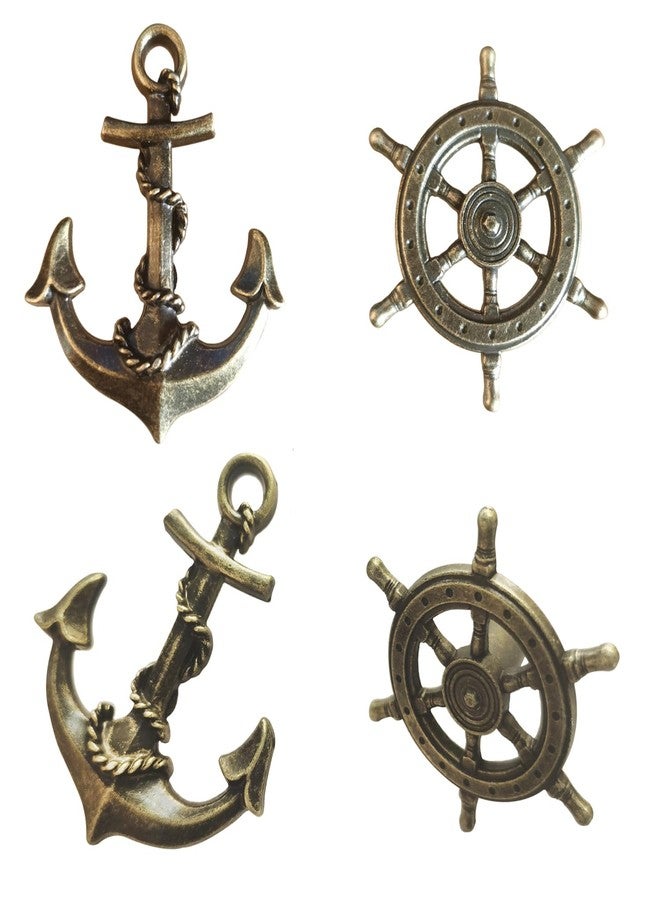 Aimoye Antique Bronze Kitchen Cabinet Knobs - Anchor Rudder Drawer Pulls, Antique Brushed Gold, Nautical Sea Theme Home Decor - Image 1
