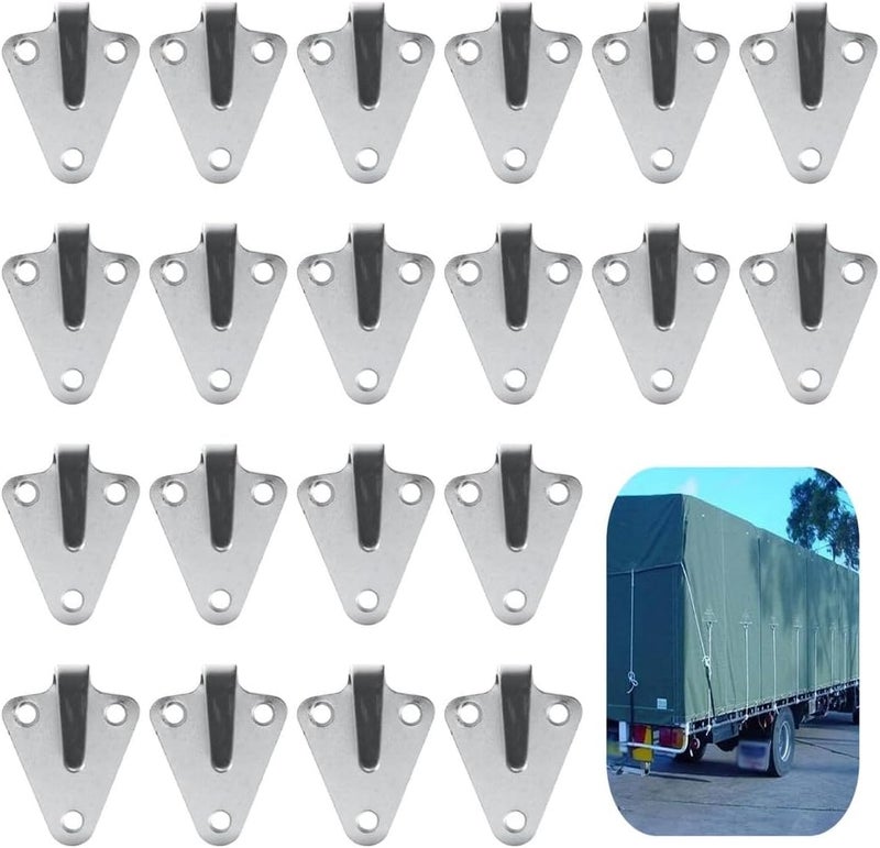 20Pcs Three-Hole Galvanized Tarpaulin Hooks, Rust-Resistant Guy Hooks for Trailer Nets, 50×40Mm Lashing Eyes - Image 1